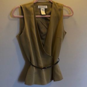 Jones New York Olive Wrap Sleeveless Blouse